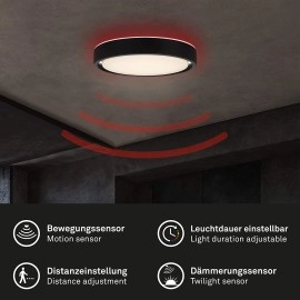 24W + RGB 6W LED griestu gaismeklis "Talena" ar sensoru, 1600lm, 3227-01x
