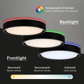 24W + RGB 6W LED griestu gaismeklis "Talena" ar sensoru, 1600lm, 3227-01x