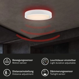 24W + RGB 6W LED griestu gaismeklis "Talena" ar sensoru, 1600lm, 3227-01x