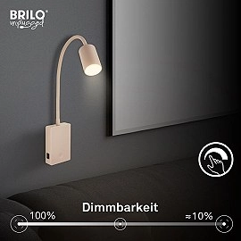 Uzlādējams LED lasīšanas gaismeklis Smooth, 2W, 150lm, 3000K, bēšs (Briloner 4067011)
