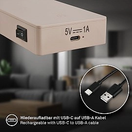 Uzlādējams LED lasīšanas gaismeklis Smooth, 2W, 150lm, 3000K, bēšs (Briloner 4067011)