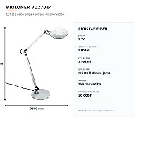 CCT LED galda lampa 9W 930lm dimmējama sudraba (Briloner 7027014)
