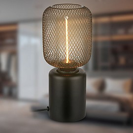 Galda lampa Rist ar metāla sietu, E27, 4W, 1800K, melna (Briloner 7583015)