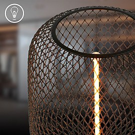 Galda lampa Rist ar metāla sietu, E27, 4W, 1800K, melna (Briloner 7583015)