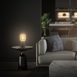 Galda lampa Rist ar metāla sietu, E27, 4W, 1800K, melna/zeltīta (Briloner 7583017)