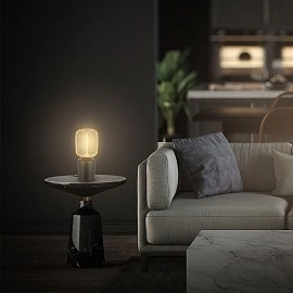 Galda lampa Rist ar metāla sietu, E27, 4W, 1800K, melna/zeltīta (Briloner 7583017)
