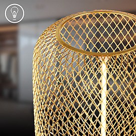 Galda lampa Rist ar metāla sietu, E27, 4W, 1800K, melna/zeltīta (Briloner 7583017)
