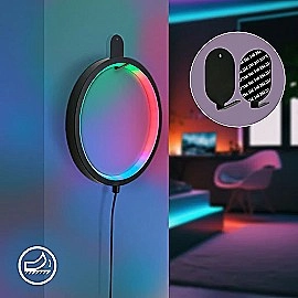 Ring Coloris RGBIC LED galda lampa ar pulti melna (Briloner 7666015)