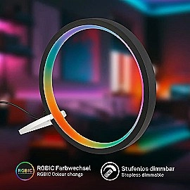 Ring Coloris RGBIC LED galda lampa ar pulti melna (Briloner 7666015)