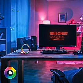 Ring Coloris RGBIC LED galda lampa ar pulti melna (Briloner 7666015)