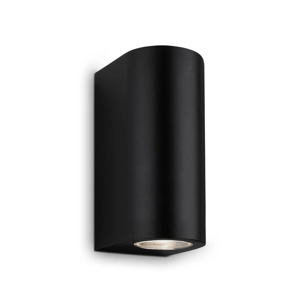 LED āra sienas lampa 15,5 cm, 2×GU10, 2×4,7 W, 2×400 lm, IP44, melna