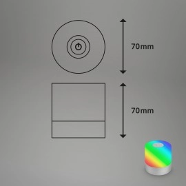 LED akumulatora galda lampa 7 cm, USB-C, 1,5 W, 100 lm, IP44, hroms (matēts)