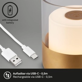 LED akumulatora galda lampa 10 cm, 2 W, 150 lm, IP44, zelta