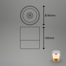 LED akumulatora galda lampa 10 cm, 2 W, 150 lm, IP44, zelta