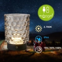 LED akumulatora galda lampa SUNORA 11 cm, 2 W, 150 lm, 2700K, IP44, pelēka (Briloner)