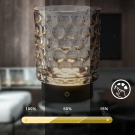 LED akumulatora galda lampa SUNORA 11 cm, 2 W, 150 lm, 2700K, IP44, pelēka (Briloner)