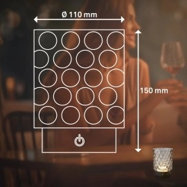 LED akumulatora galda lampa SUNORA 11 cm, 2 W, 150 lm, 2700K, IP44, pelēka (Briloner)