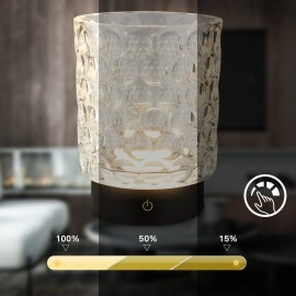 LED akumulatora galda lampa SUNORA 11 cm, 2 W, 150 lm, 2700K, IP44, caurspīdīga (Briloner)