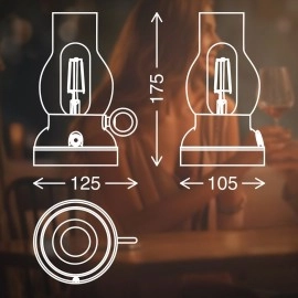LED akumulatora galda lampa KANEA 10,5 cm, 1,5 W, 40 lm, 2700K, IP44, bronzas tonis (Briloner)