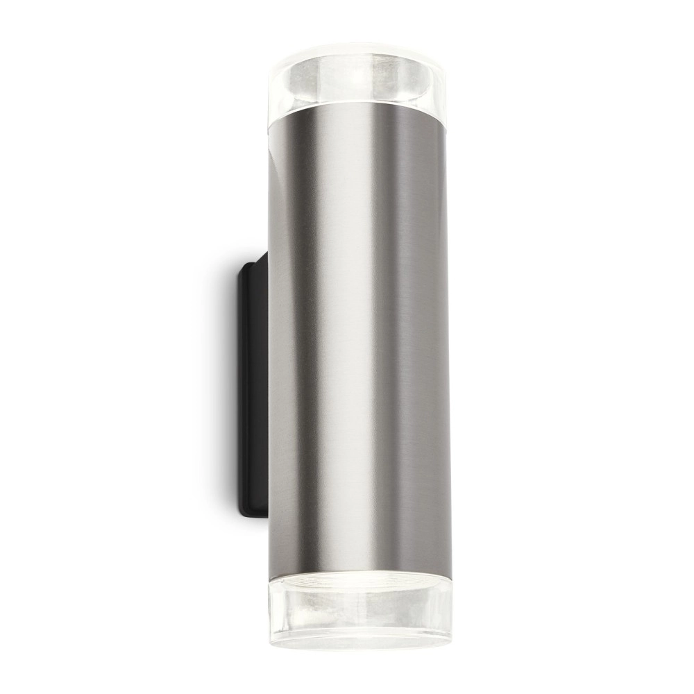 Āra sienas lampa 19,5 cm, 2×GU10, 9,4 W, 800 lm, 4000 K, IP44, nerūsējošais tērauds (Briloner)