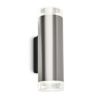 Āra sienas lampa 19,5 cm, 2×GU10, 9,4 W, 800 lm, 4000 K, IP44, nerūsējošais tērauds (Briloner)
