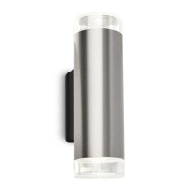 Āra sienas lampa 19,5 cm, 2×GU10, 9,4 W, 800 lm, 4000 K, IP44, nerūsējošais tērauds (Briloner)