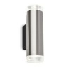 Āra sienas lampa 19,5 cm, 2×GU10, 9,4 W, 800 lm, 4000 K, IP44, nerūsējošais tērauds (Briloner)