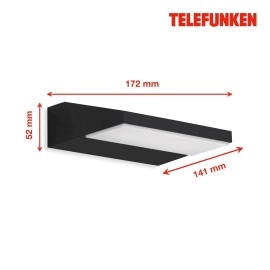 Telefunken LED āra sienas lampa 17,2 cm, 10W, 1200 lm, IP44, melna
