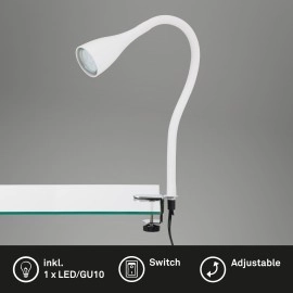 Elastīga skavas lampa ELASTI 60 cm, 1×GU10 (3 W, 250 lm), 3000K, IP20, balta (Briloner)
