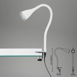 Elastīga skavas lampa ELASTI 60 cm, 1×GU10 (3 W, 250 lm), 3000K, IP20, balta (Briloner)