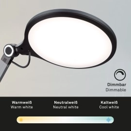 CCT LED rakstāmgalda lampa, Ø20 cm, 9 W, 930 lm, antracīts (Briloner)