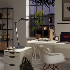 CCT LED rakstāmgalda lampa, Ø20 cm, 9 W, 930 lm, antracīts (Briloner)