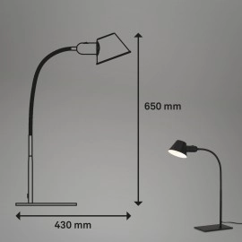 Galda lampa ar lokanu kātu un slēdzi uz korpusa, 23×15×65 cm, 1×E27 max. 10 W, melna (Briloner)