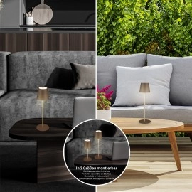 LED akumulatora galda lampa 38 cm, 2,6 W, 280 lm, IP44, brūna/zelta