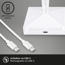 LED RGB akumulatora galda lampa 25,5 cm, 2,3 W, 65 lm, IP20, caurspīdīga (Briloner)