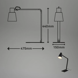 Galda lampa 43 cm, 1×E27 max. 10 W, melna (Briloner 7467015)