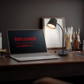 Akumulatora LED galda lampa BIWO 385×130×230 mm 5,5W 500lm 2700K melna (Briloner)