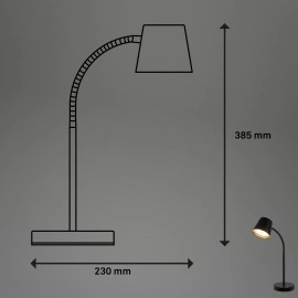 Akumulatora LED galda lampa BIWO 385×130×230 mm 5,5W 500lm 2700K melna (Briloner)