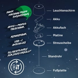 Akumulatora LED galda lampa SERINA Mini Ø80×200 mm 2,5W 150lm 2700K IP44 zelta krāsā (Briloner)