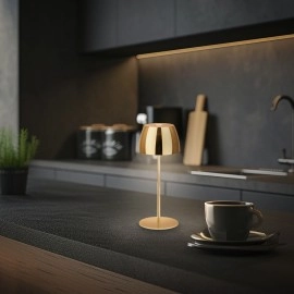 Akumulatora LED galda lampa SERINA Mini Ø80×200 mm 2,5W 150lm 2700K IP44 zelta krāsā (Briloner)