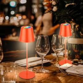 LED RGBW akumulatora galda lampa 12x36 cm, 2,5 W, 200 lm, IP44, oranža, 3-in-1 pudeles uzgalis (Briloner)