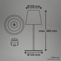 LED RGBW akumulatora galda lampa 12x36 cm, 2,5 W, 200 lm, IP44, oranža, 3-in-1 pudeles uzgalis (Briloner)
