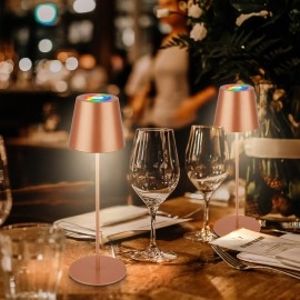 LED RGBW akumulatora galda lampa Calida 12×36 cm, 2,5 W, 200 lm, IP44, bronza