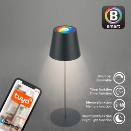 Smart LED akumulatora galda lampa Coloris 10,5×36 cm, 3,5 W, 280 lm, IP44, antracīts