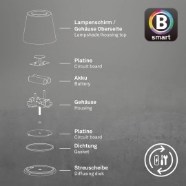 Smart LED akumulatora galda lampa Coloris 10,5×36 cm, 3,5 W, 280 lm, IP44, antracīts