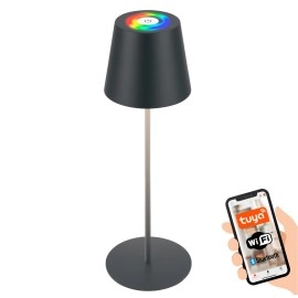 Smart LED akumulatora galda lampa Coloris 10,5×36 cm, 3,5 W, 280 lm, IP44, antracīts