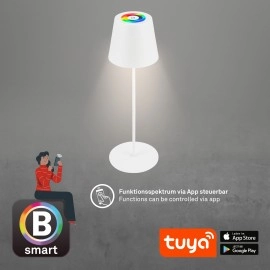 Smart LED akumulatora galda lampa Coloris 10,5×36 cm, 3,5 W, 280 lm, IP44, balta