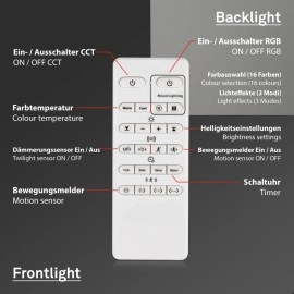 LED griestu gaismeklis TALENA ar kustības sensoru un RGB fona apgaismojumu, Ø360 mm, 24 W, balts (Briloner)