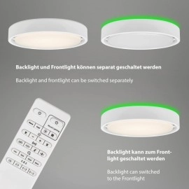 LED griestu gaismeklis TALENA ar kustības sensoru un RGB fona apgaismojumu, Ø360 mm, 24 W, balts (Briloner)
