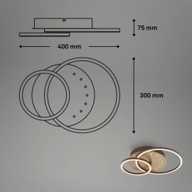 LED griestu lampa 40x30 cm, 26 W, 2550 lm, IP20, brūni zelta